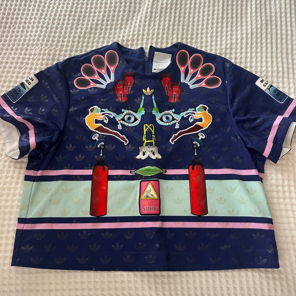 MARY KATRANTZOU Kids Graphic Jersey - Blue and Red